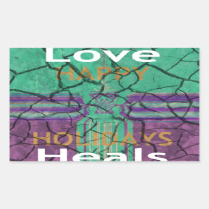 Beautiful rustic cracked mud love heals text art sticker