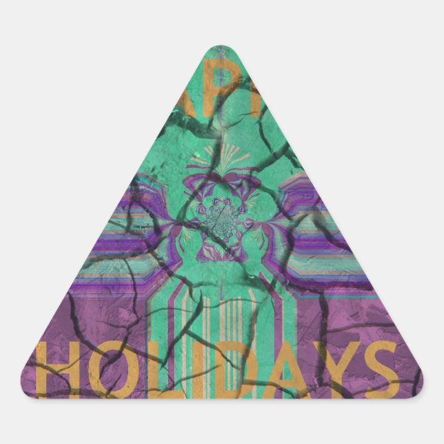 Beautiful rustic cracked mud love heals text art triangle sticker (Front)