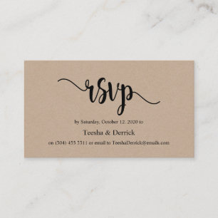 Beautiful rustic elegant black kraft, Wedding RSVP Enclosure Card