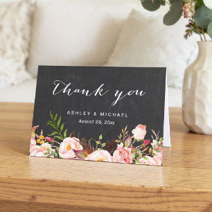 Beautiful Rustic Floral Chalkboard Thank You Card