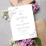 Beautiful Rustic Lavender Wildflower Boho Wedding Invitation<br><div class="desc">This lovely rustic wedding invitation features a classic white background with lavender purple hand-drawn wildflowers and elegant typography. It's the perfect design for a rustic yet elegant wedding! See the collection for coordinating items.</div>