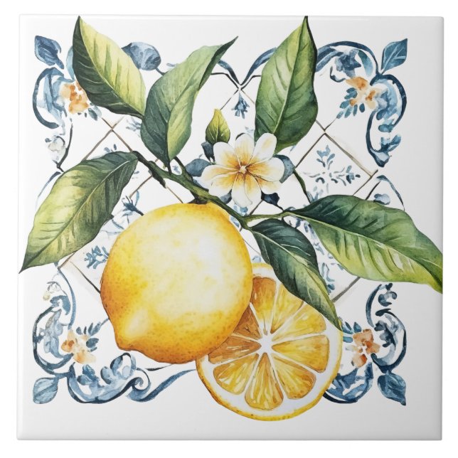 Beautiful Rustic Mediterranean Tuscany Lemon Tile (Front)