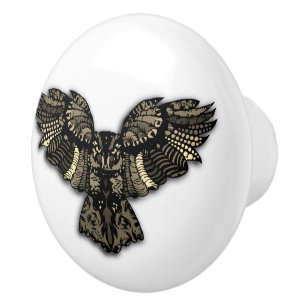 Beautiful Rustic Owl Ceramic Knob