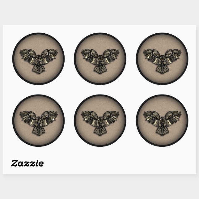 Beautiful Rustic Owl Classic Round Sticker (Sheet)