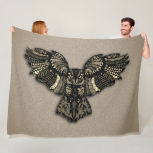 Beautiful Rustic Owl Fleece Blanket