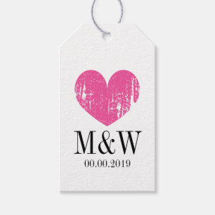 Beautiful rustic pink heart wedding favour gift ta tags