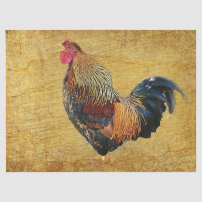 Beautiful Rustic Rooster Tissue Paper (Front)