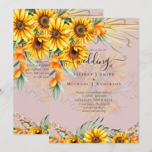 Beautiful Rustic Sunflowers Pampas Grass Wedding