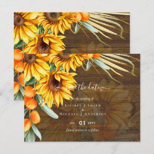 Beautiful Rustic Sunflowers Pampas Grass Wedding Postcard