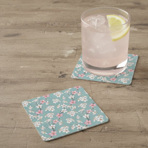 Beautiful Rustic Vintage Cherry Blossoms  Square Paper Coaster