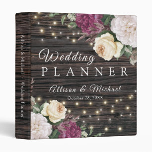 Beautiful Rustic wood Wedding Planner Binder
