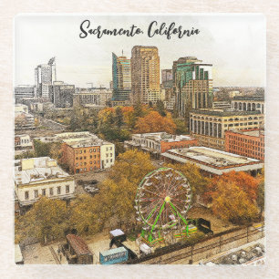 Beautiful Sacramento California City View Glass Coaster