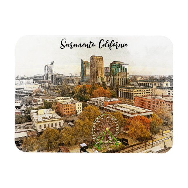 Beautiful Sacramento California City View Magnet (Horizontal)