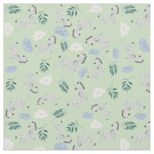 Beautiful safari jungle zebra horses nursery green fabric