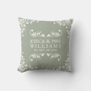 Beautiful Sage Green And White Wedding Design Throw Pillow