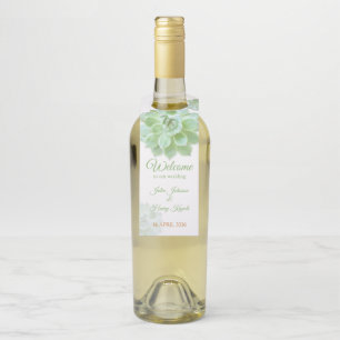 Beautiful Sage Succulent Wedding Bottle Tag