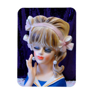 Beautiful Sailor Girl Head Vase Doll Pink Bows Magnet