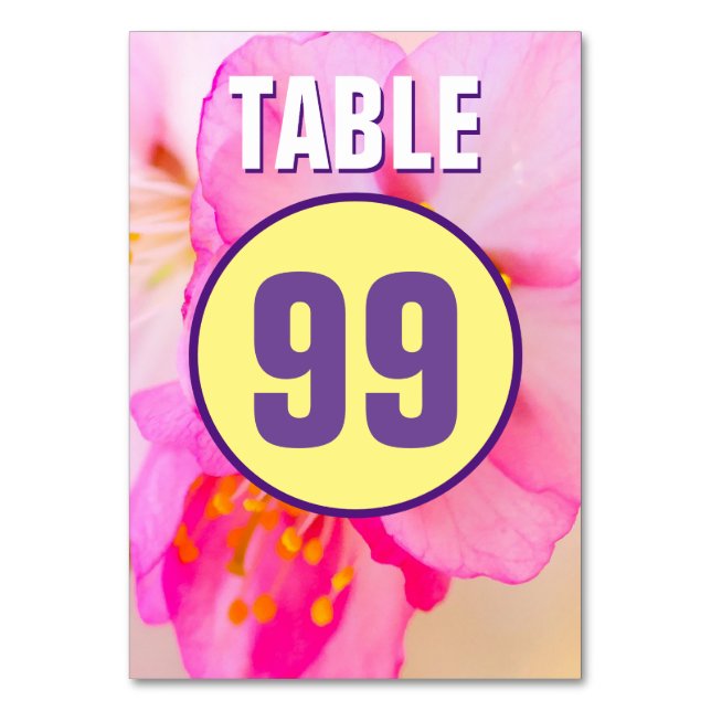 Beautiful Sakura Cherry Blossoms Table Number (Front)