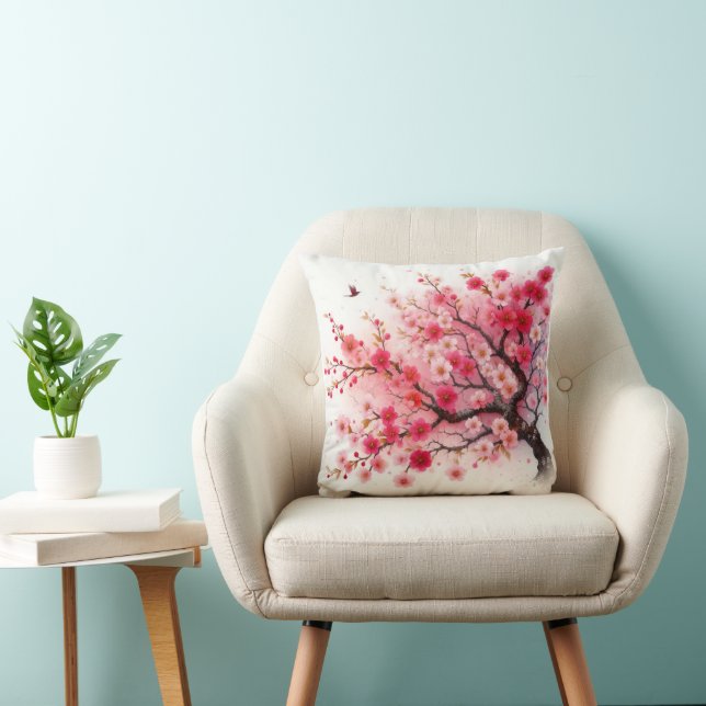 Beautiful Sakura Tree Throw Pillow (Chair)