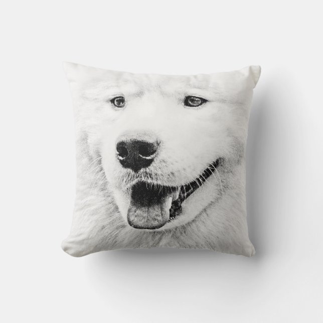 Beautiful Samoyed dog art Throw Pillow (Front)