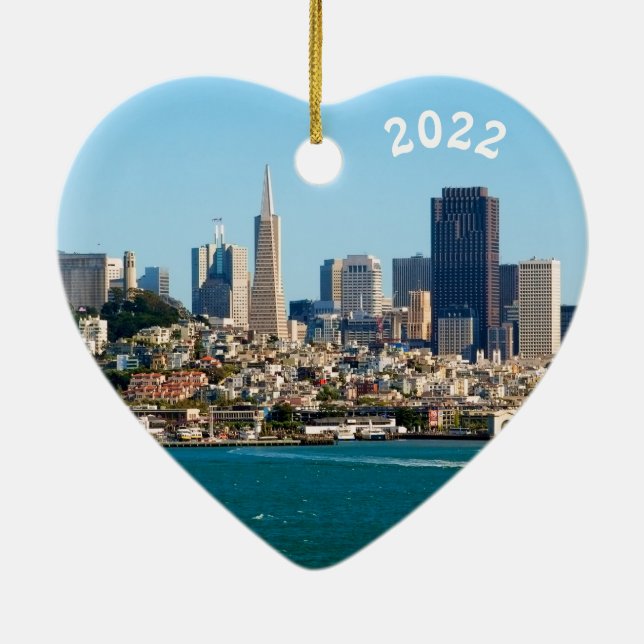 Beautiful San Francisco, Ceramic Heart Ornament (Back)