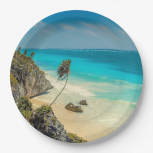 Beautiful Sandy Beach Tropical Paradise  Paper Plate