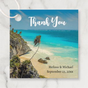 Beautiful Sandy Beach Tropical Paradise Wedding Favour Tags