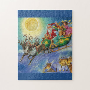 beautiful santa claus reindeer puzzle