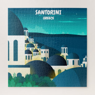 Beautiful Santorini at Night Greece Jigsaw Puzzle