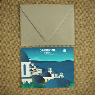 Beautiful Santorini at Night Greece  Postcard