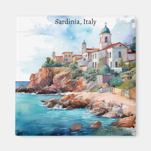 Beautiful Sardinia Italy Watercolor Travel Magnet