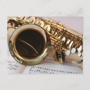 Beautiful saxophone musical instrument postcard