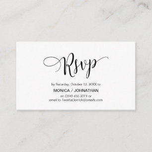 Beautiful Script, Black,Celebration RSVP respond Enclosure Card