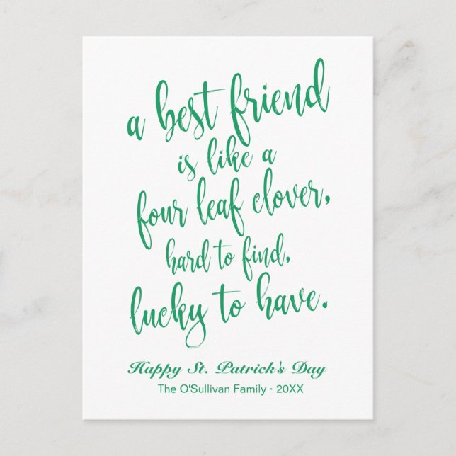 Beautiful Script Irish Proverb St. Patrick's Day Postcard (Front)