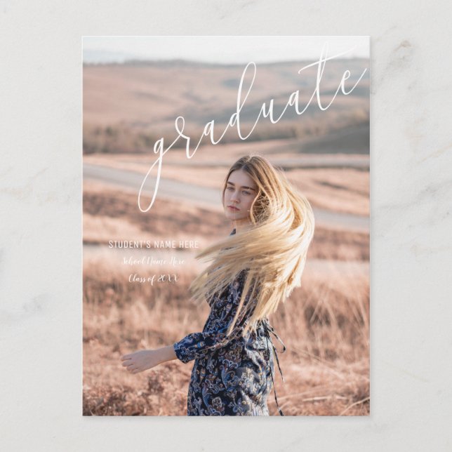 Beautiful Script Photo Graduation Announcement (Front)