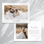 Beautiful Script Wedding Photo Thank You Card<br><div class="desc">🎉💍❤️ Thank friends and family for joining you and celebrating your Big Day with this modern photo wedding thank you card. The card has an editable message on the back.</div>