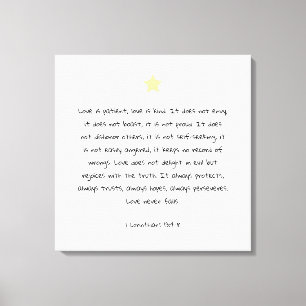 Beautiful Scripture Bible Quote 1 Corinthians 13:4 Canvas Print