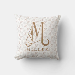 Beautiful Scroll Monogram M Modern LIne Throw Pillow