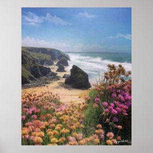 Beautiful sea and cliff background for video calls poster