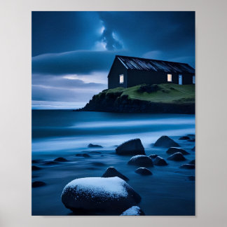 Beautiful sea scenery or drawing poster