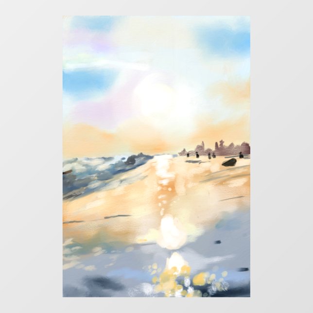Beautiful sea side in oil painting window cling (Sheet)