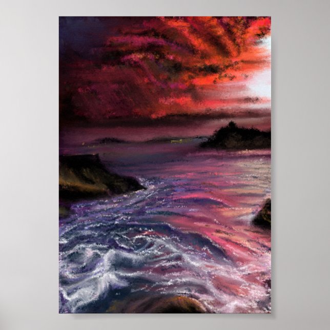 Beautiful Sea Sunset - Abstract Original Painting  Poster (Front)