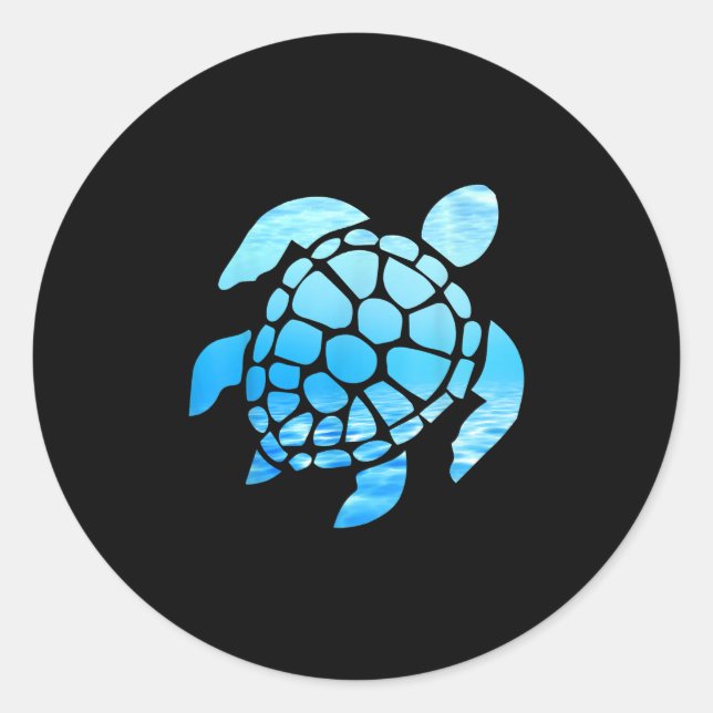 Beautiful Sea Turtle Silhouette Seen From Undersea Classic Round Sticker (Front)