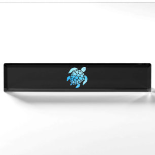 Beautiful Sea Turtle Silhouette Seen From Undersea Nameplate