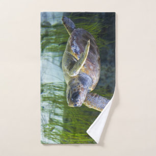 Beautiful Sea Turtle Swimming Hand Towel