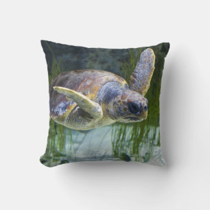 Beautiful Sea Turtle Swimming Throw Pillow