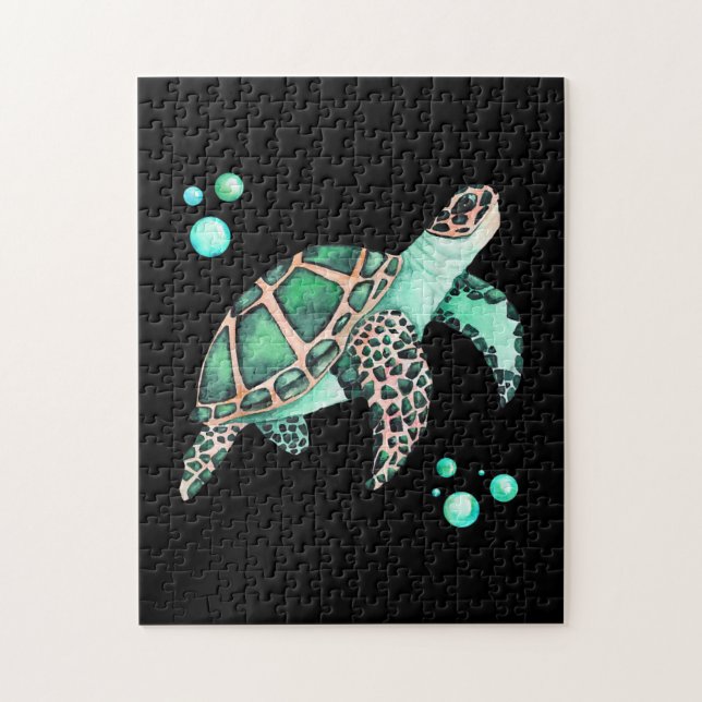 Beautiful Sea Turtle Watercolor Jigsaw Puzzle (Vertical)