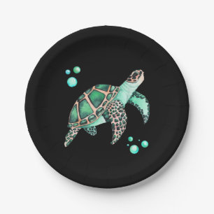 Beautiful Sea Turtle Watercolor Paper Plate