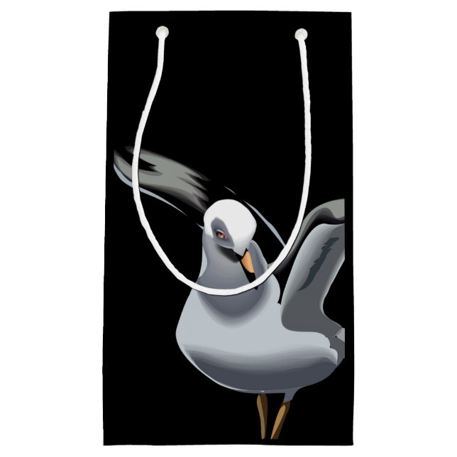 Beautiful Seagull on Black Beach Small Gift Bag (Front)