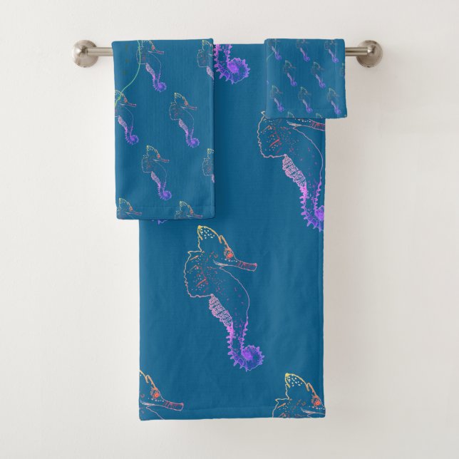 Beautiful Seahorses   Bathroom Towel Set (Insitu)